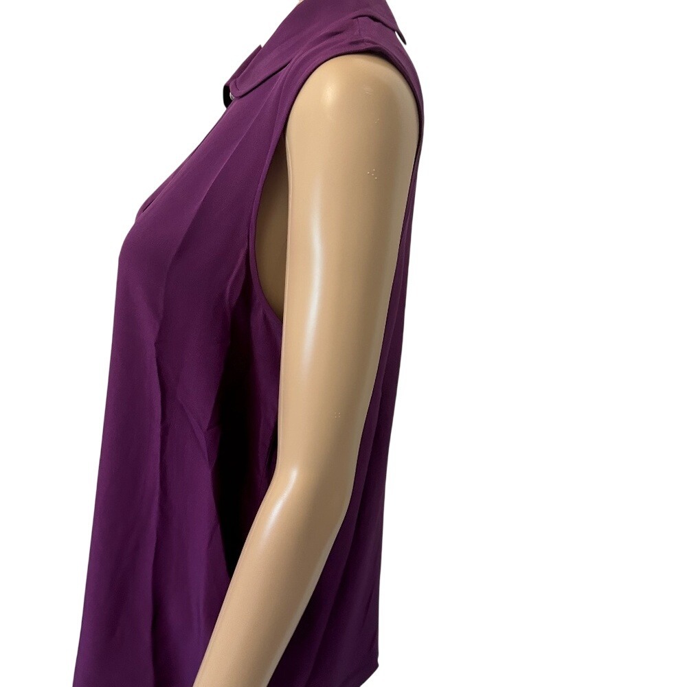 Kate Spade New York Purple Silk Sleeveless‎ Peter Pan Collar Keyhole Top Size 8 - Picture 4 of 6